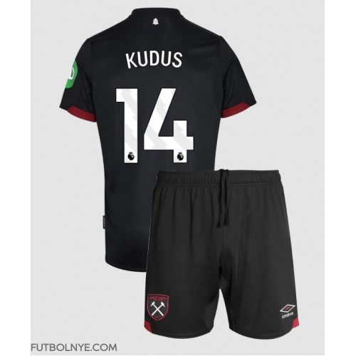 Camiseta West Ham United Mohammed Kudus #14 Visitante Equipación para niños 2024-25 manga corta (+ pantalones cortos)